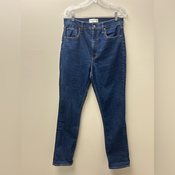 Abercrombie & Fitch The Slim Straight Ultra High Rise Dark Blue Jeans - Picture 1 of 3